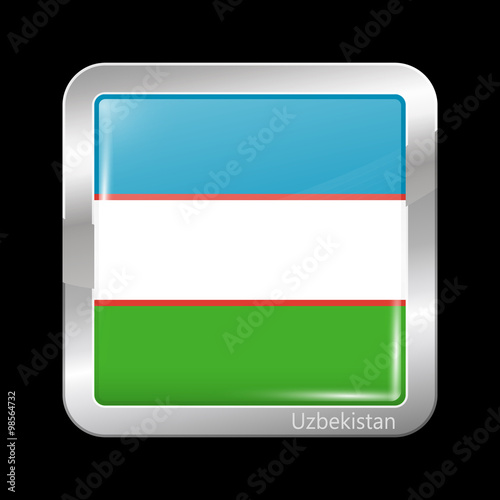 Free Download Uzbekistan Variant Flag. Metallic Icon Square Shape - GFXLoad