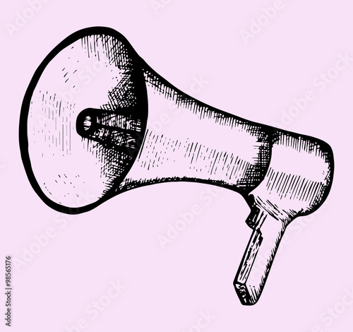 megaphone, doodle style, sketch illustration