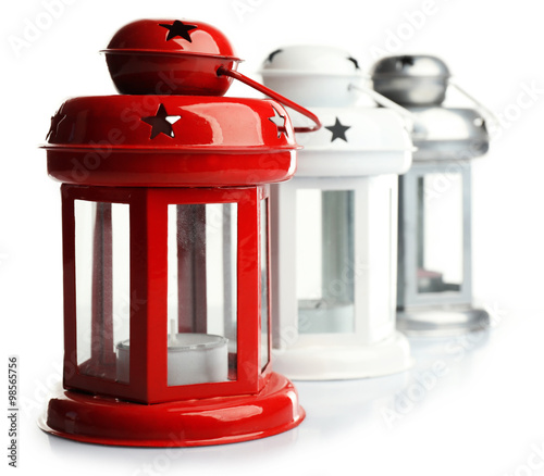 Three decorative lanterns, isolated on white