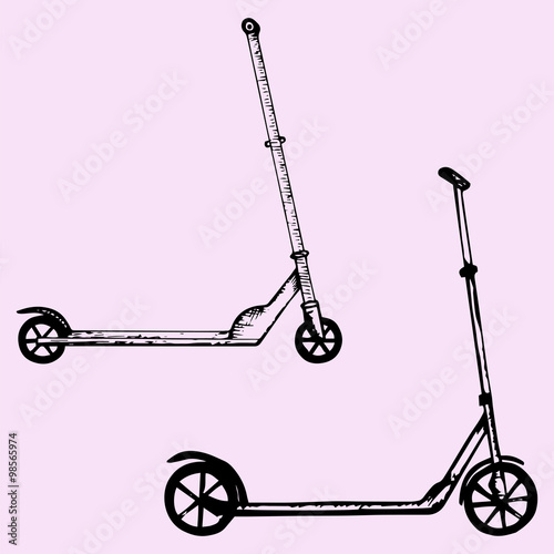 push scooter, doodle style, sketch illustration