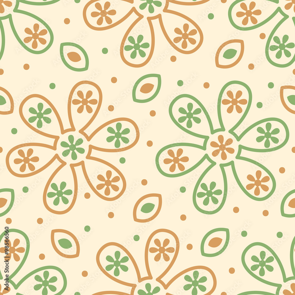 Seamless floral background of flowers and leaves Seamless floral background of flowers and leaves