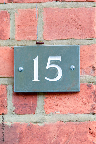 House number 15 sign