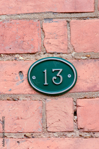 House number 13 sign