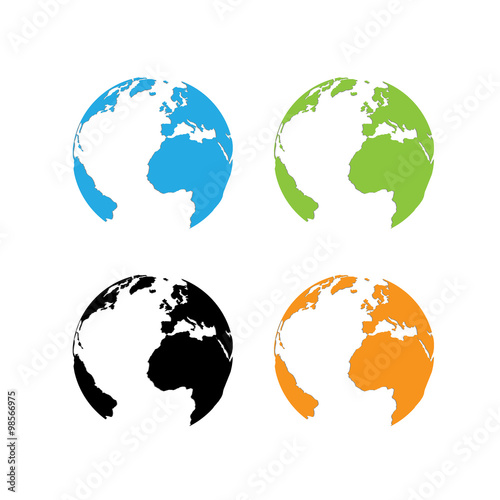 Four isolated 3d earth logo