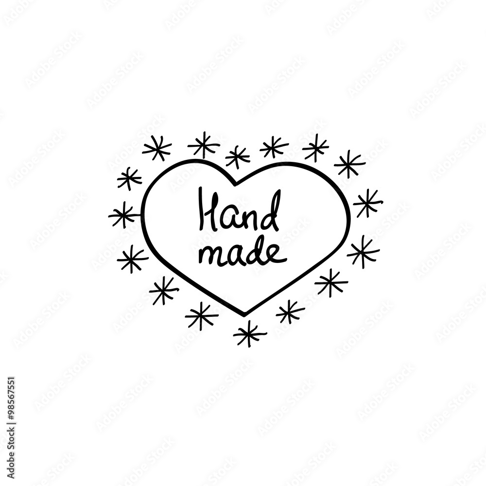 Hand-drawn retro vector hand-made badge Hand-drawn retro vector hand-made badge