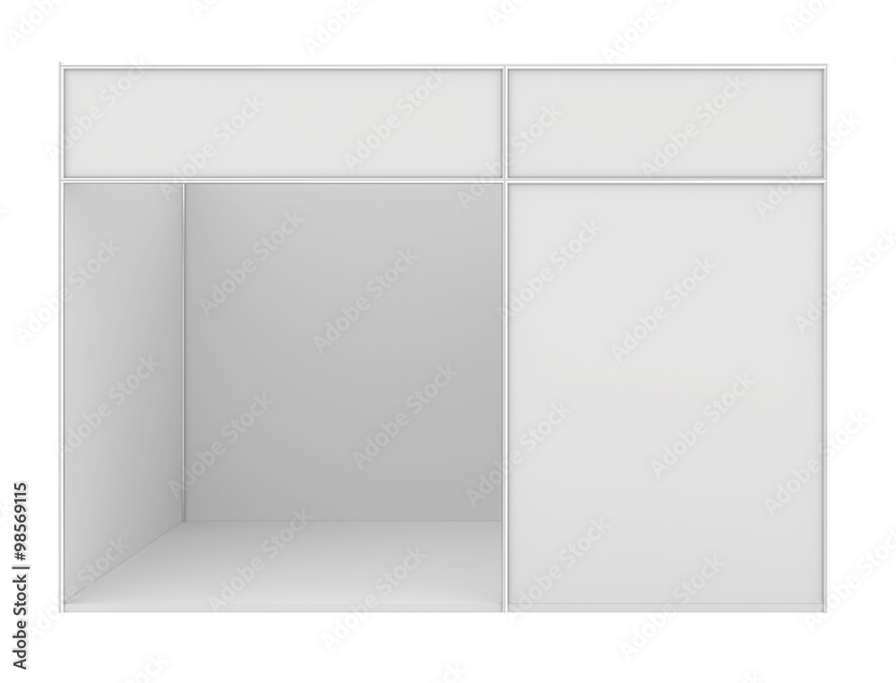 Blank exhibition stand. 3d render isolated on white background