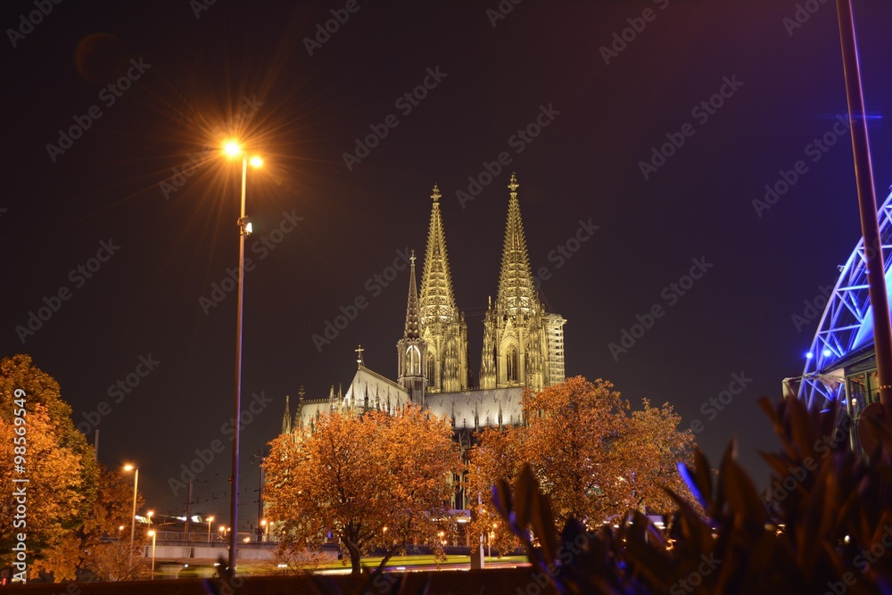 Cologne Cathedral at night in Germany