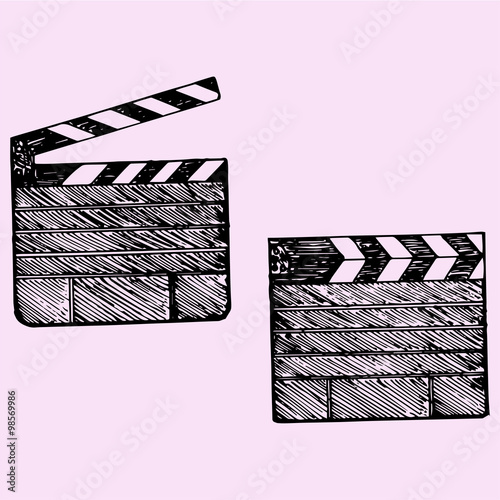 set of clapper board cinema, doodle style, sketch illustration, hand drawn, vector