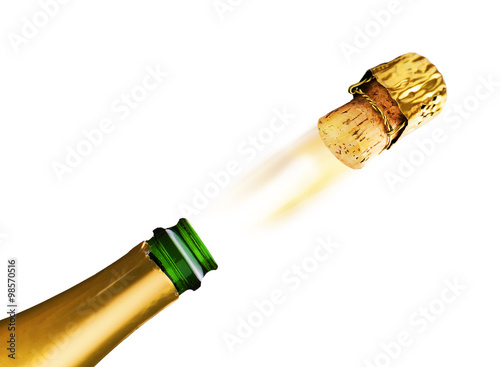 Sektflasche mit Fliegendem Korken