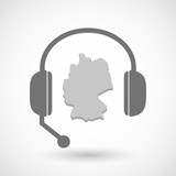 Assistance headset icon with  a map of Germany