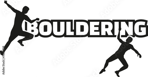 Bouldering word with silhouette