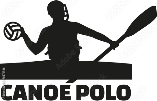 Canoe polo player with word