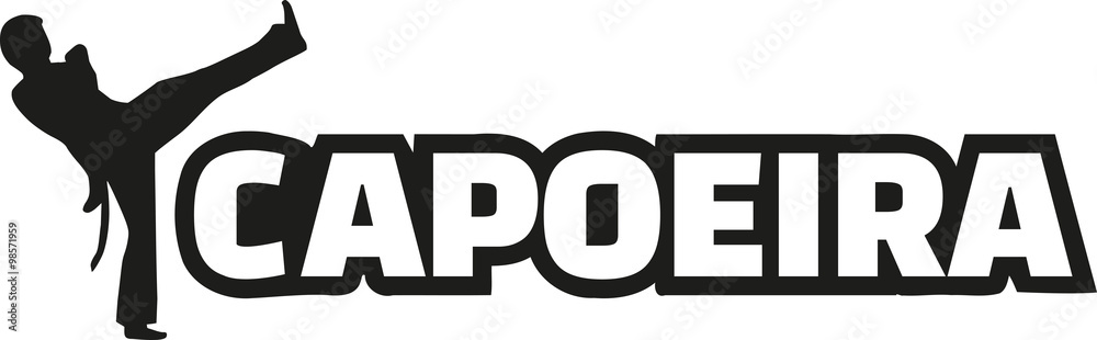 Capoeira word with fighter
