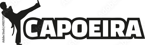Capoeira word with fighter