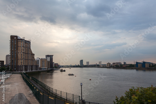Wallpaper Mural View across the River Thames from Canary Wharf and Docklands, London Torontodigital.ca
