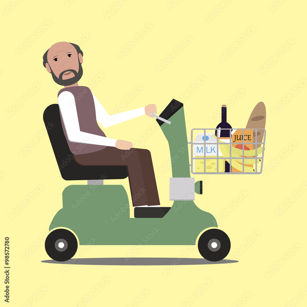 Handicapped shopping with mobility scooter 