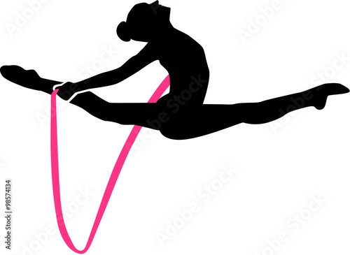 Gymnastics woman jumping with rope