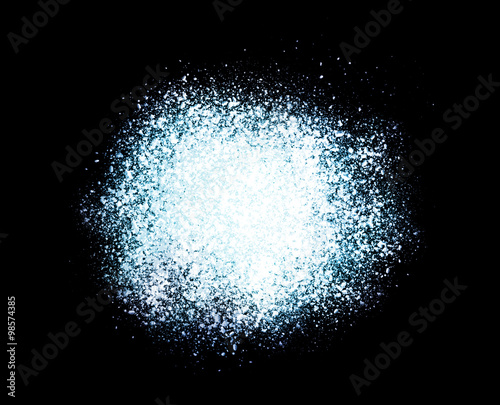 heap of white powder isolated on black