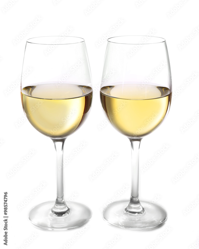 Two glasses of wine on light background Two glasses of wine on light background