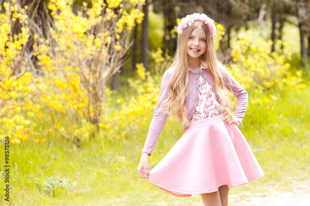 Girl wearing top pink dress