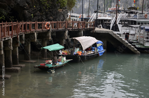 Wallpaper Mural Croisière en jonque sur la baie d’Halong dans le brouillard Torontodigital.ca