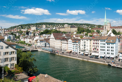 Skyline of Zurich with river Limmat