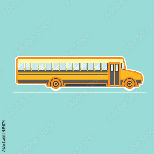 School Bus, transportation vehicles, Flat style vector illustration