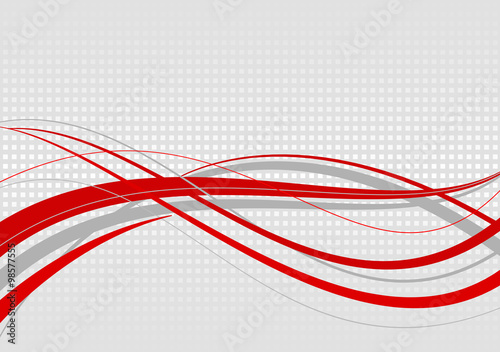 Abstract wavy background. Red lines on a gray mottled background