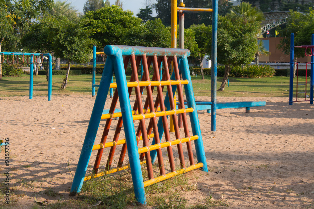 Climbing fun playing on equipment at a playground. Climbing fun playing on equipment at a playground.