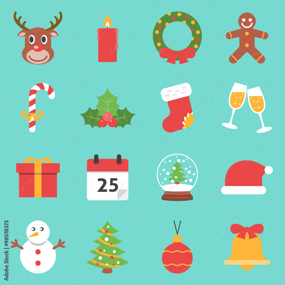 Christmas Holiday Icons Flat Christmas Holiday Icons Flat