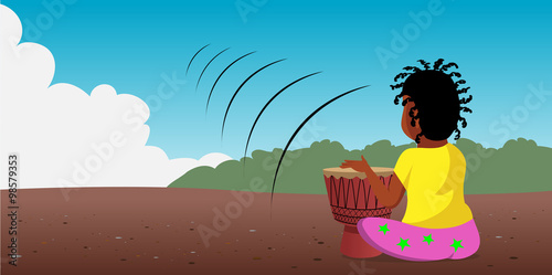 cartoon vector illustration of a drum player
