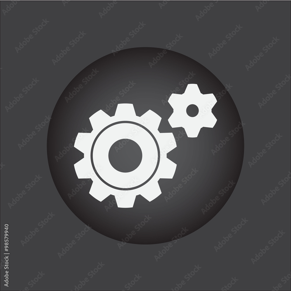 Icon of gears. Flat style. black button Icon of gears. Flat style. black button