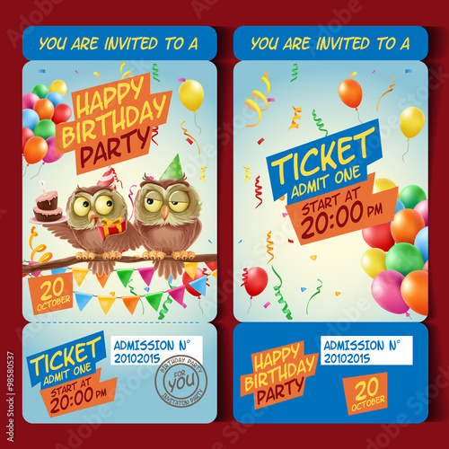 ticket party happy birthday