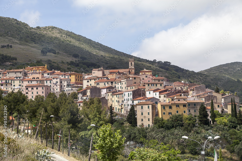 Rio nell'Elba, village at a hill, Elba, Tuscany, Italy, Europe
