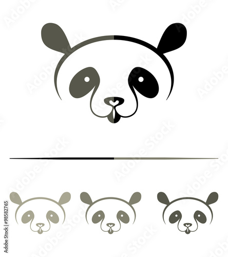 Panda cute face - simple sign. 