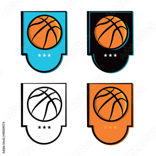 Basketball Emblem Icons Set