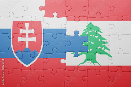 puzzle with the national flag of slovakia and lebanon photo