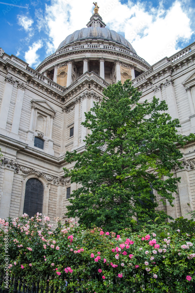 LONDON, UK - JUNE 30, 2014: St. Paul's cathedral from the millenium bridge