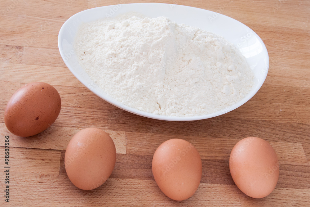 egg pasta ingredients before mixing egg pasta ingredients before mixing