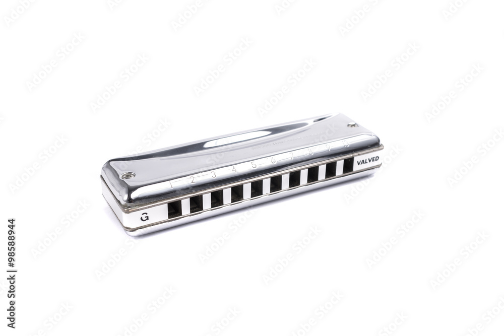 harmonica, french harp or mouth organ isolated on white backgro harmonica, french harp or mouth organ isolated on white backgro