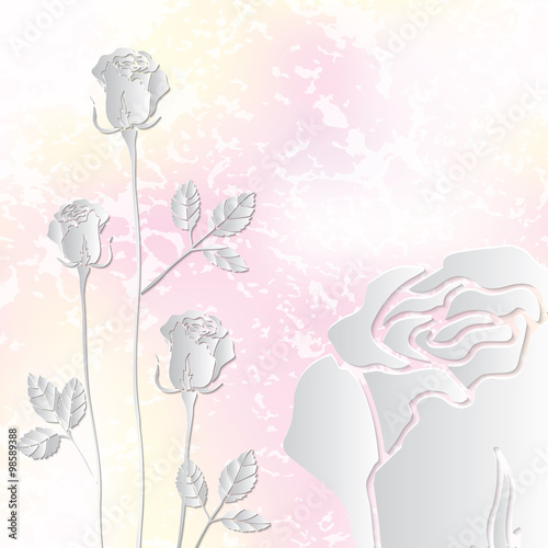 Abstract Rose cut out of paper on light background Vector illustration