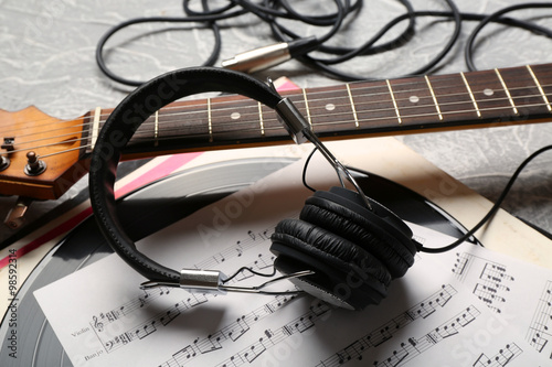Electric guitar and headpho...