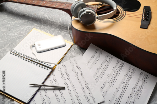 Classical guitar and headph...