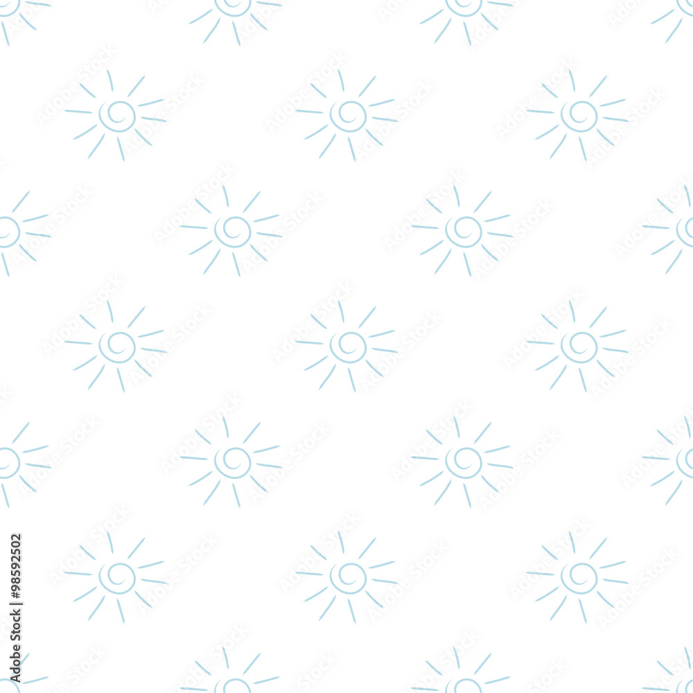 Kids seamless pattern with blue sun on white background Kids seamless pattern with blue sun on white background