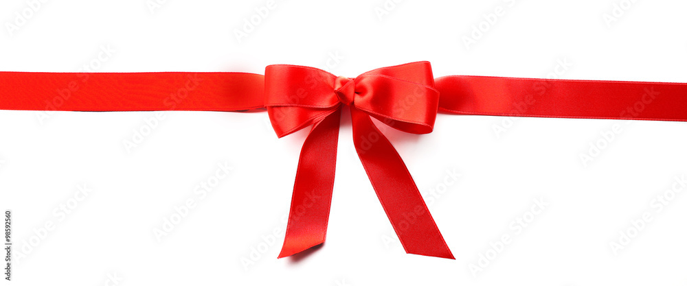 Horizontal ribbon with bow, isolated on white Horizontal ribbon with bow, isolated on white