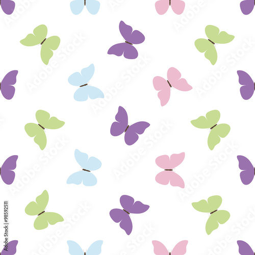 seamless pattern with colorful butterfly on white background