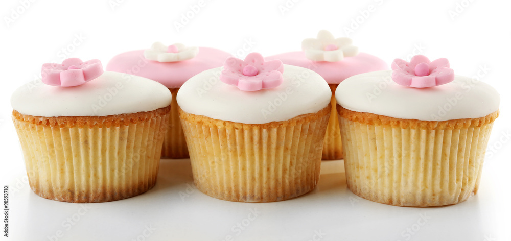 Tasty cupcakes, isolated on white Tasty cupcakes, isolated on white