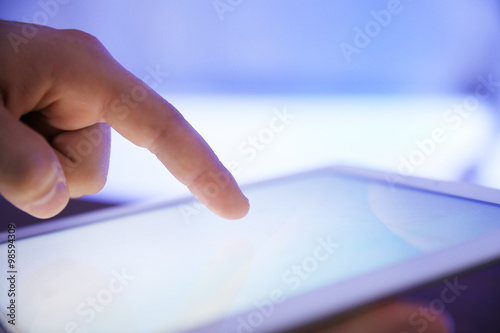 Doctor working with tablet-pc, close up