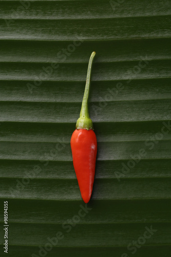 Chili pepper on banana leaf