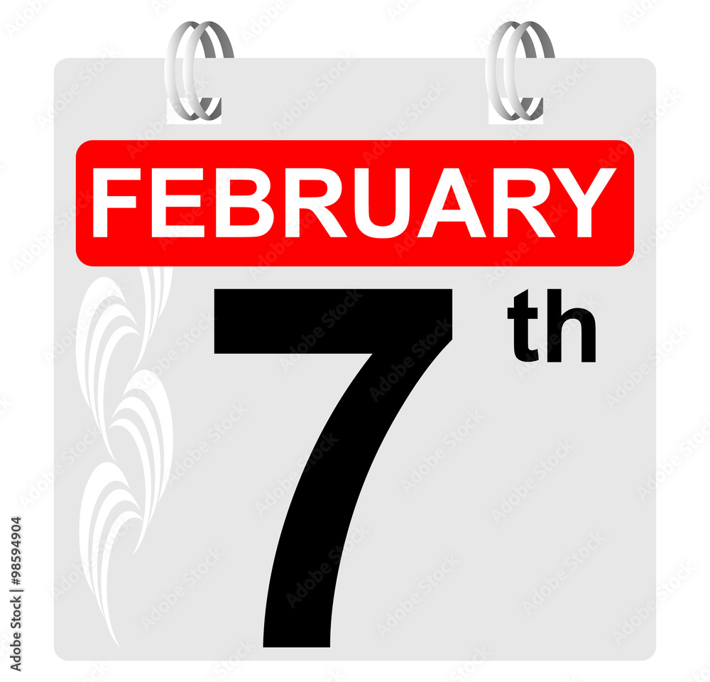 7th february calendar with ornament Stock Vector Adobe Stock